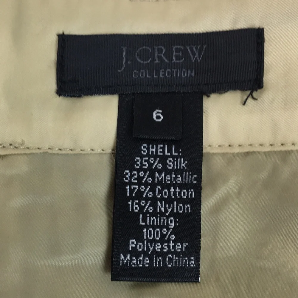 J Crew collection metallic brocade pencil skirt 6